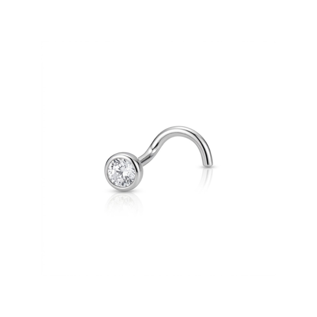 Piercing de nariz com zircônia em cravação inglesa prata 925