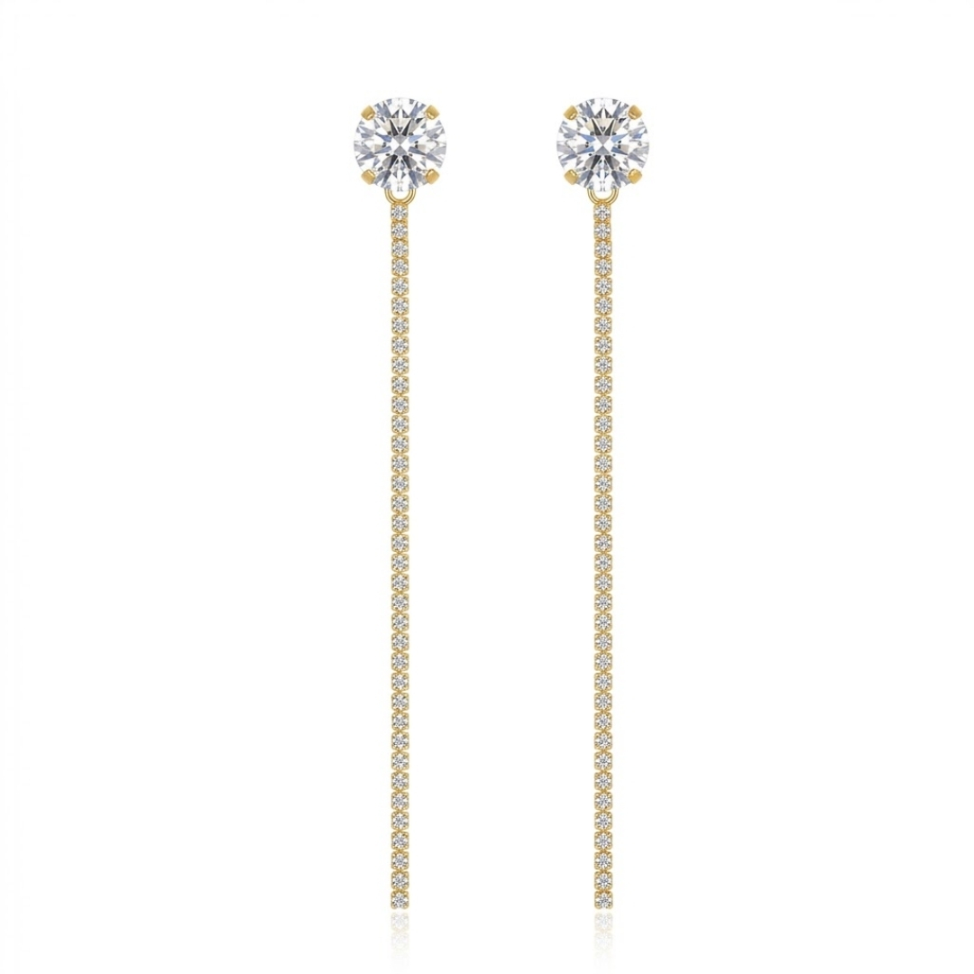 Brinco 2 em 1 ponto de luz com riviera de zircônias folheado a ouro 18k