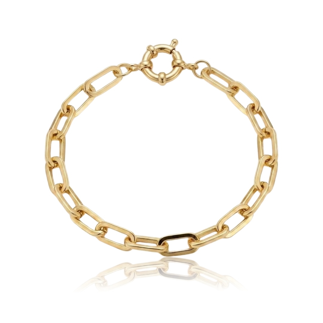 Pulseira de elos retangulares alongados folheada a ouro 18k