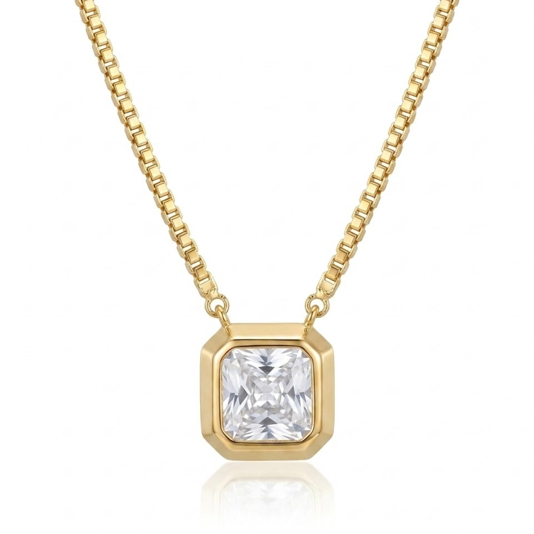 Gargantilha veneziana com ponto de luz de zircônia folheada a ouro 18k