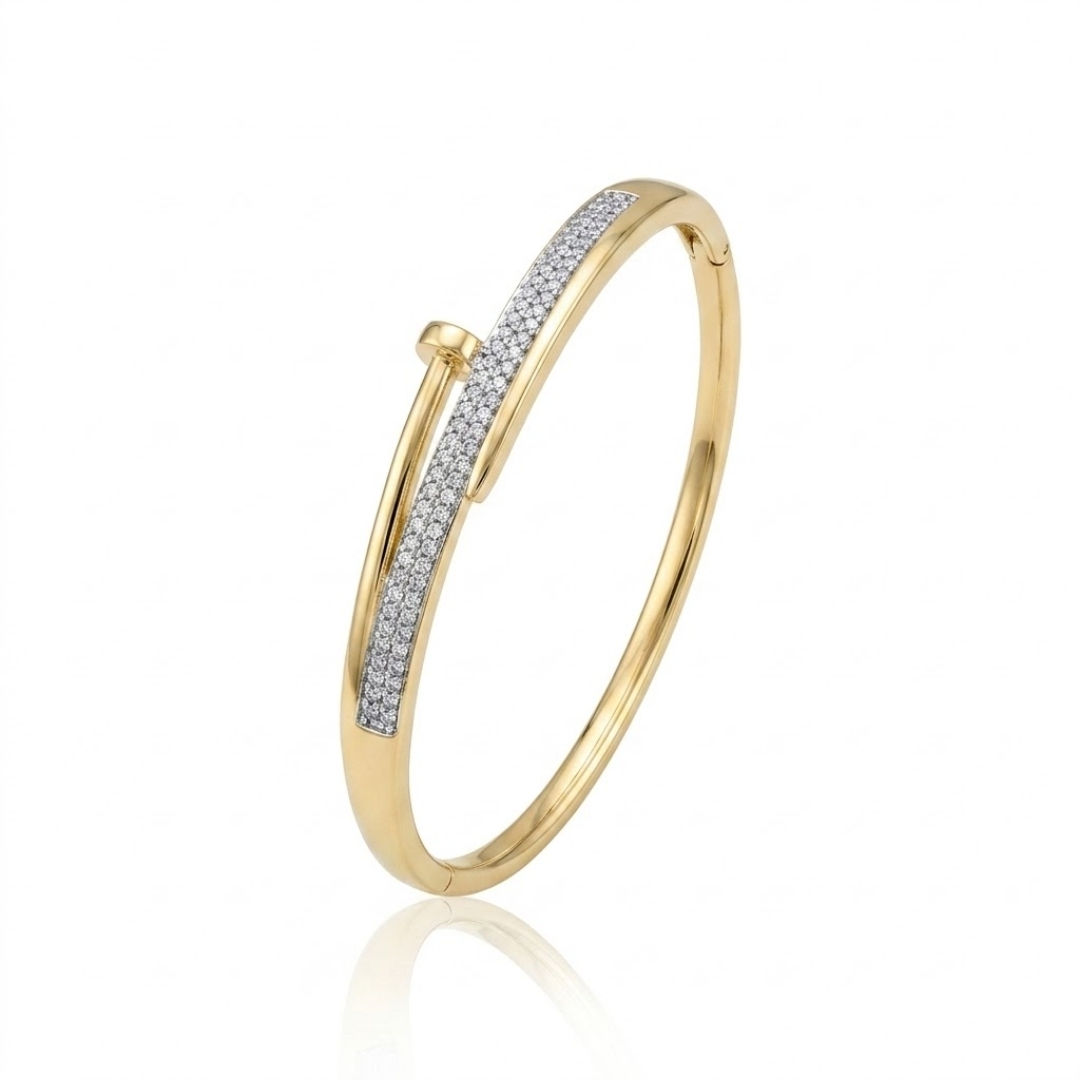 Bracelete prego com zircônias em pavê folheado a ouro 18k