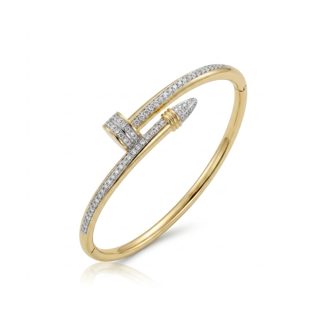 Bracelete prego com zircônias folheado a ouro 18k
