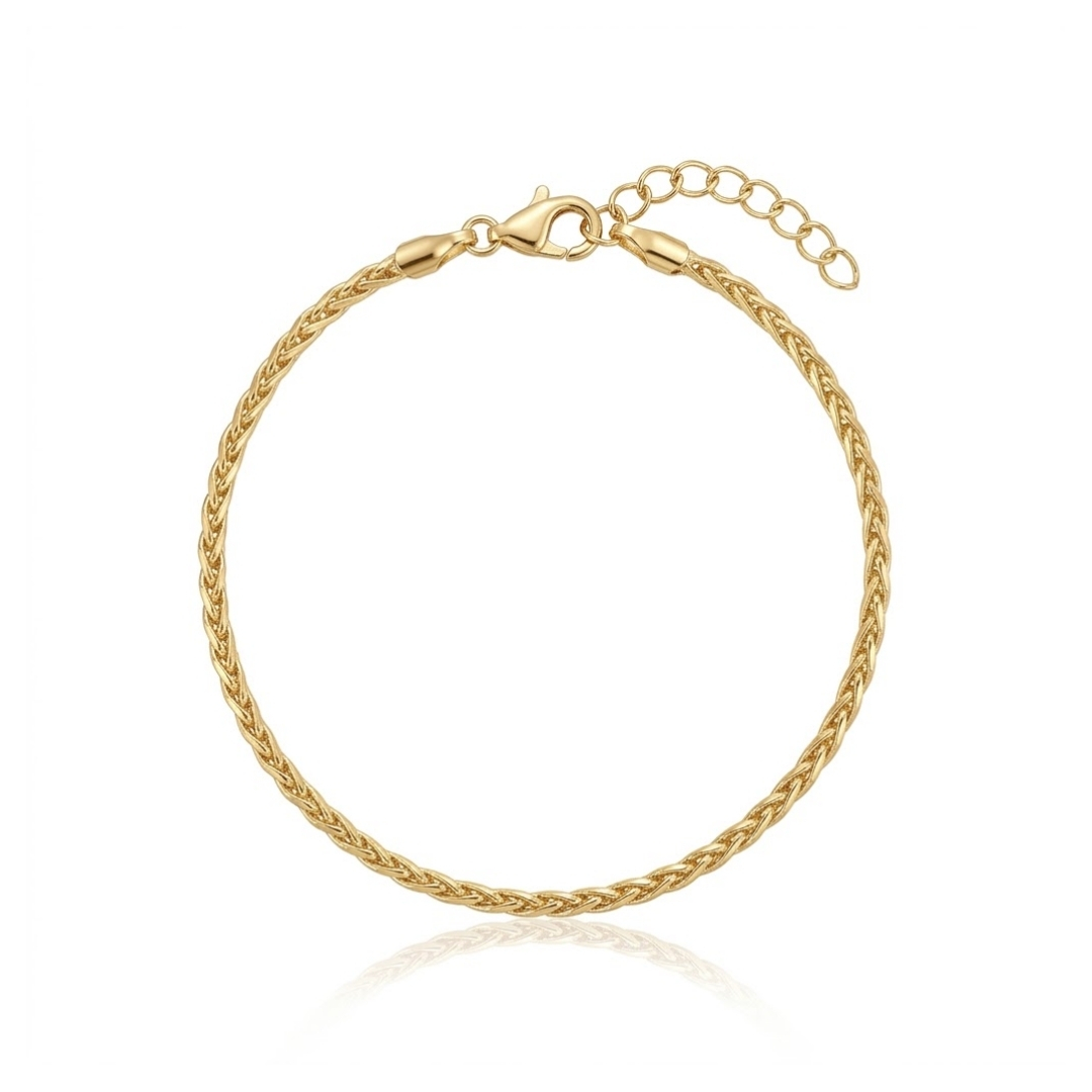 Pulseira de corrente trançada folheada a ouro 18k