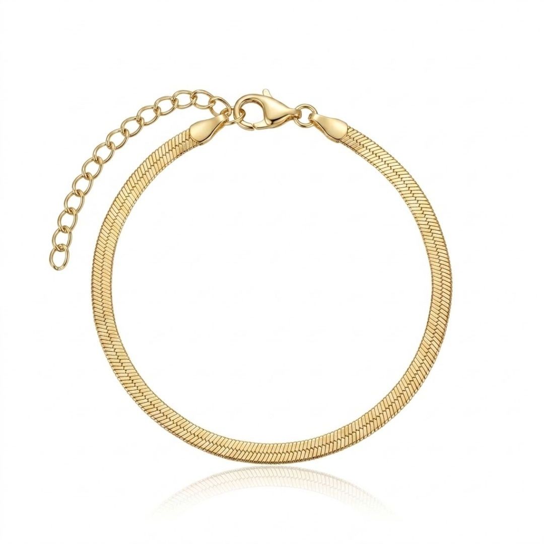 Pulseira de malha fita folheada a ouro 18k