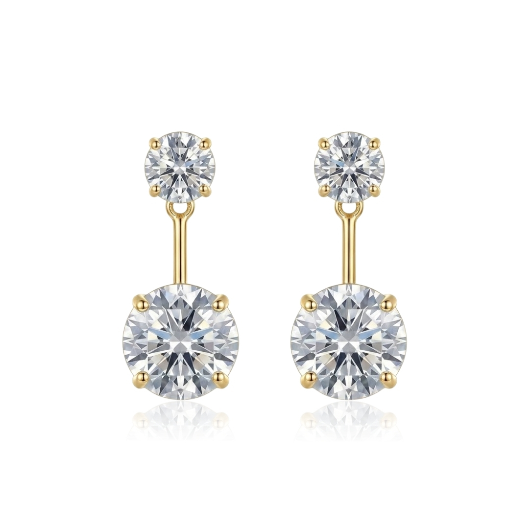 Brinco 2 em 1 ponto de luz com pendente de zircônia folheado a ouro 18k