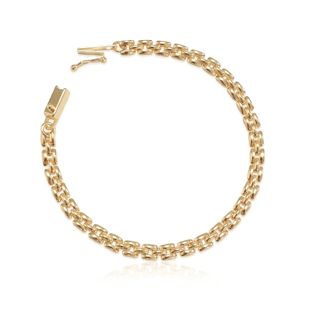 Pulseira de elos retangulares entrelaçados folheada a ouro 18k