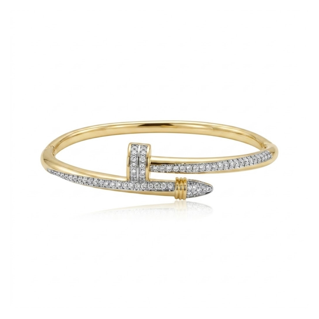 Bracelete prego com zircônias folheado a ouro 18k