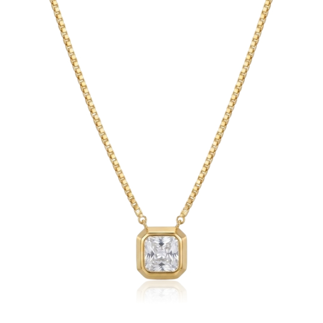 Gargantilha veneziana com ponto de luz de zircônia folheada a ouro 18k